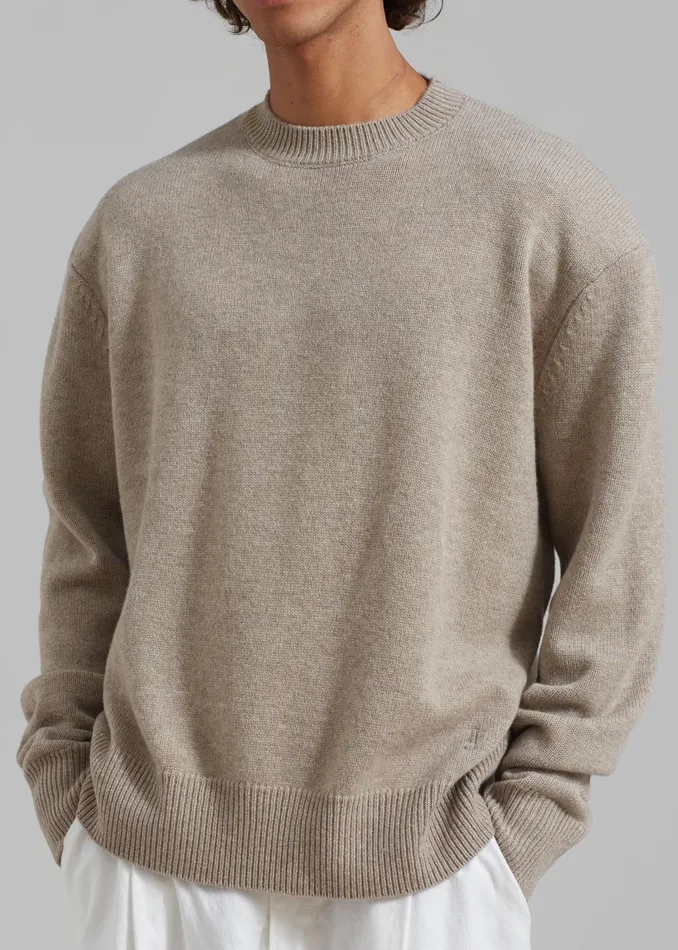 The Frankie Shop Knitwear Quinton Crew Neck Sweater 8211 Beige Melange 8211 WomenMen