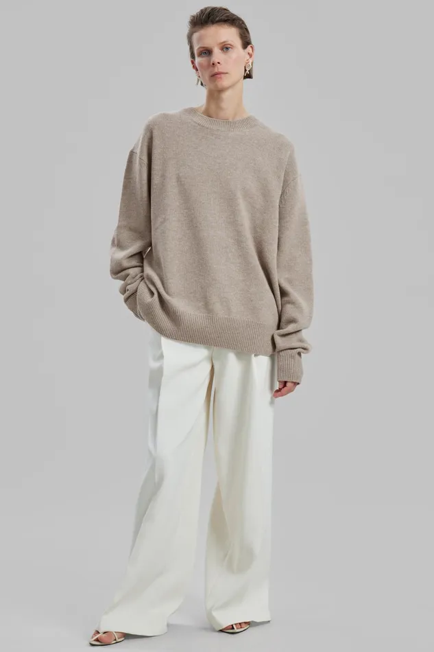 The Frankie Shop Knitwear Quinton Crew Neck Sweater 8211 Beige Melange 8211 WomenMen