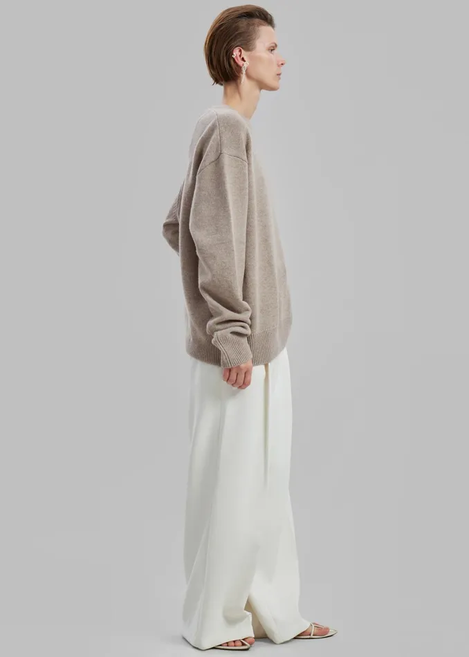 The Frankie Shop Knitwear Quinton Crew Neck Sweater 8211 Beige Melange 8211 WomenMen