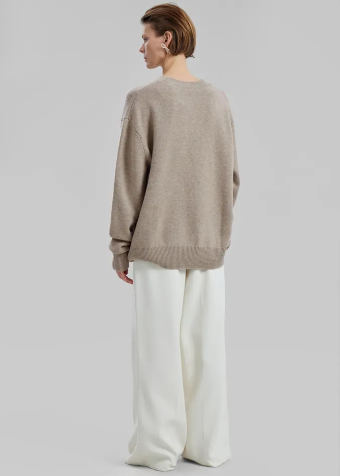 The Frankie Shop Knitwear Quinton Crew Neck Sweater 8211 Beige Melange 8211 WomenMen