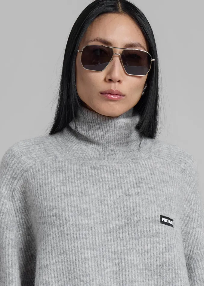 The Frankie Shop Knitwear Rotate Turtleneck Sweater 8211 Light Grey 8211 Women