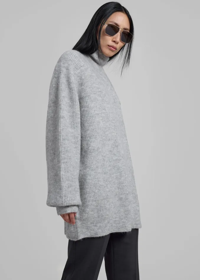 The Frankie Shop Knitwear Rotate Turtleneck Sweater 8211 Light Grey 8211 Women