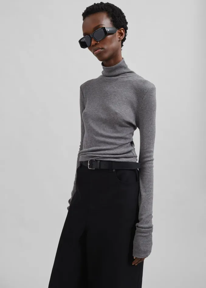 The Frankie Shop Knitwear Samse Samse Sasonnet Turtleneck 8211 Mid Grey Melange 8211 Women