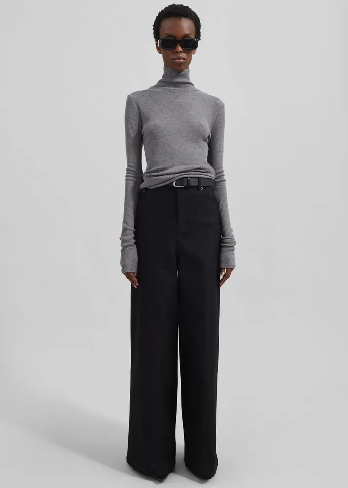 The Frankie Shop Knitwear Samse Samse Sasonnet Turtleneck 8211 Mid Grey Melange 8211 Women