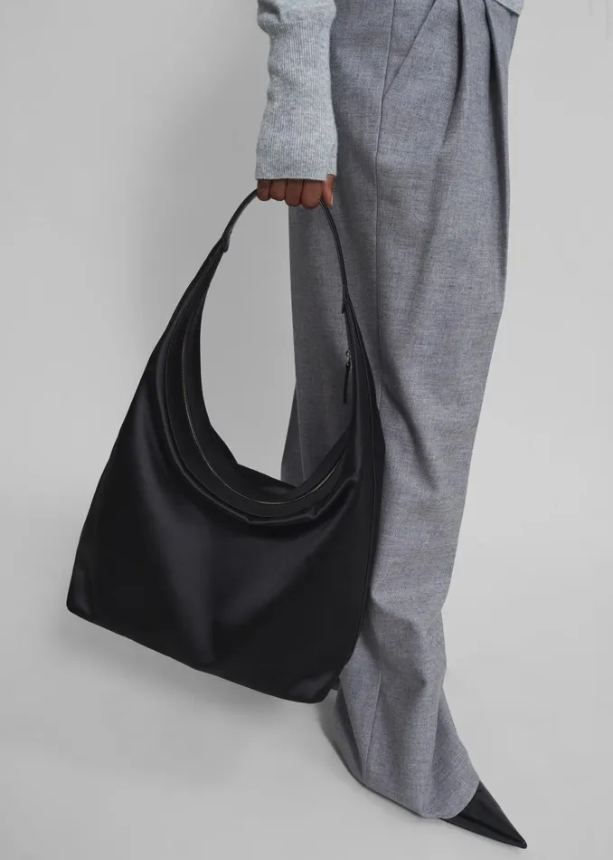 The Frankie Shop Loulou Studio Alegrina Satin Hobo Bag 8211 Black 8211 Women