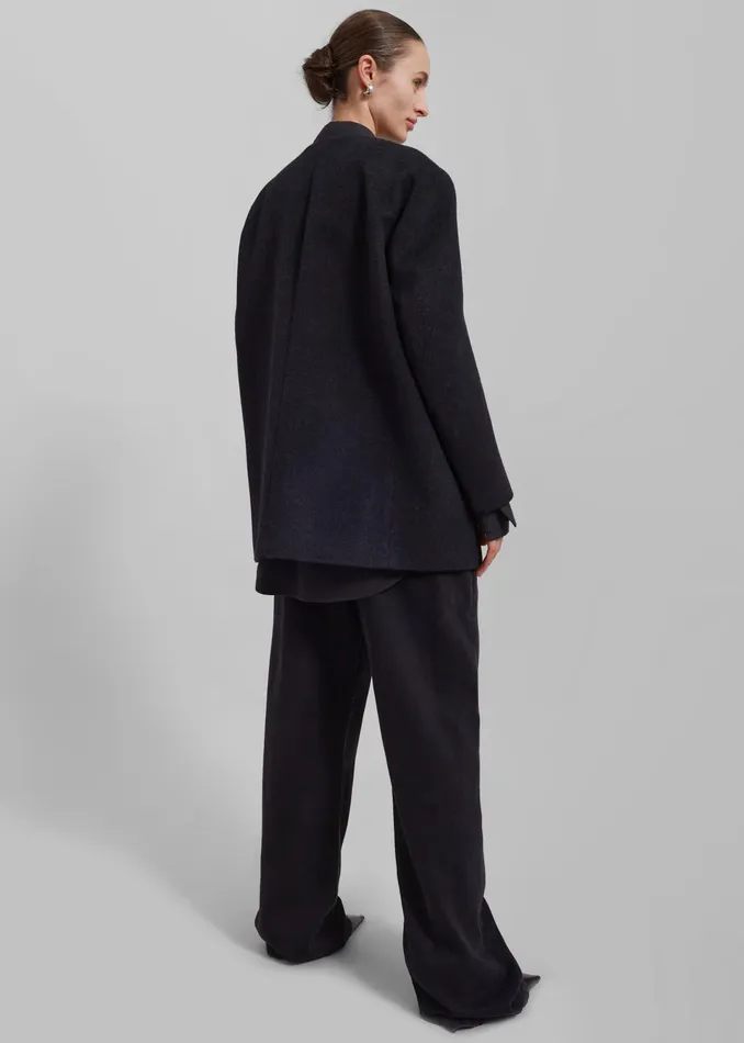 The Frankie Shop Outerwear Abina Collarless Blazer 8211 Charcoal 8211 Women