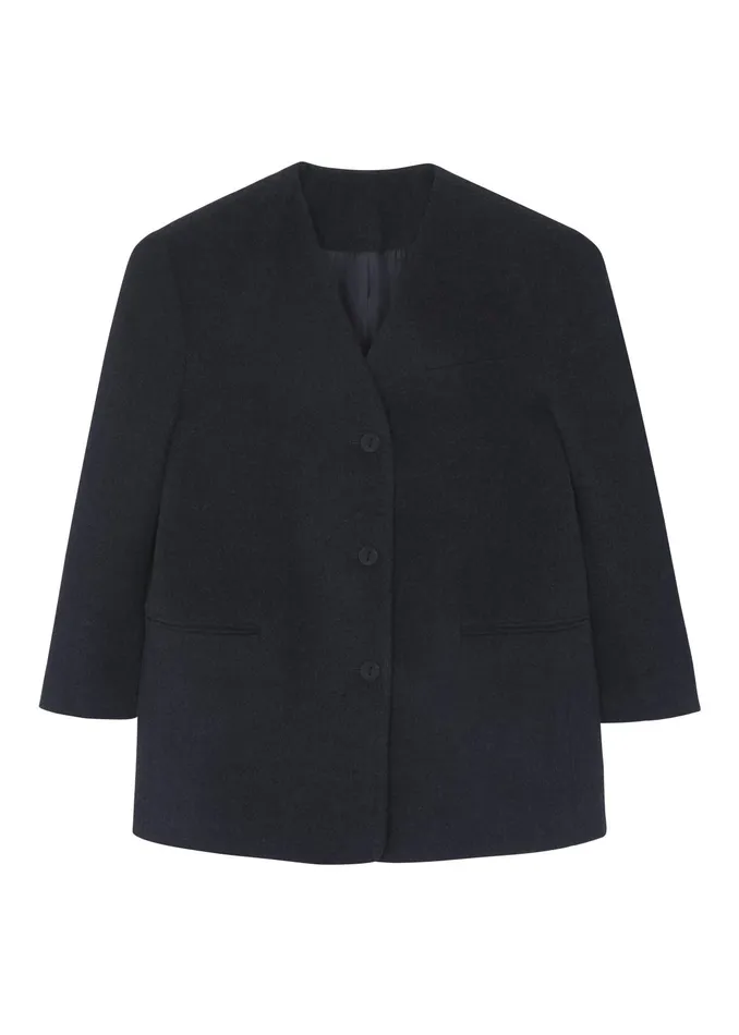 The Frankie Shop Outerwear Abina Collarless Blazer 8211 Charcoal 8211 Women