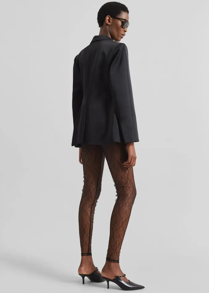The Frankie Shop Outerwear Colette Hourglass Satin Blazer 8211 Black 8211 Women