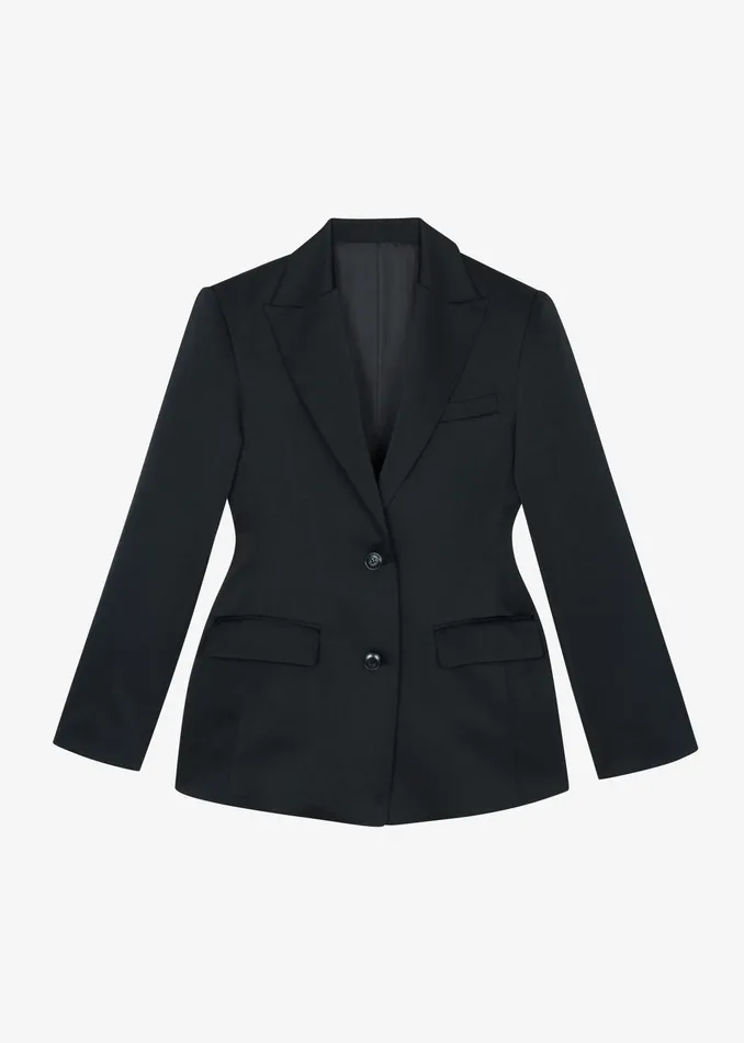 The Frankie Shop Outerwear Colette Hourglass Satin Blazer 8211 Black 8211 Women
