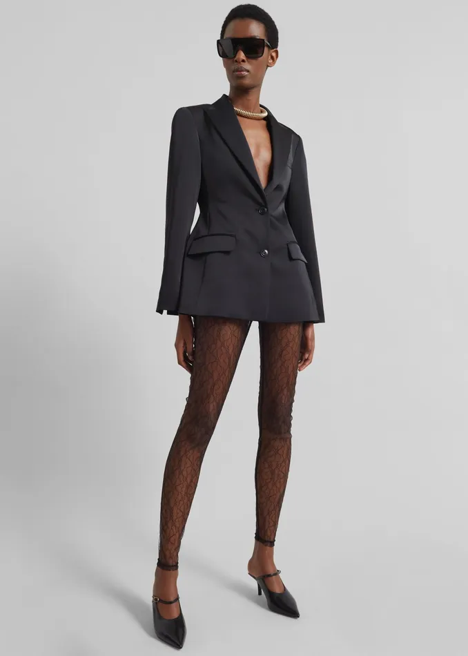 The Frankie Shop Outerwear Colette Hourglass Satin Blazer 8211 Black 8211 Women