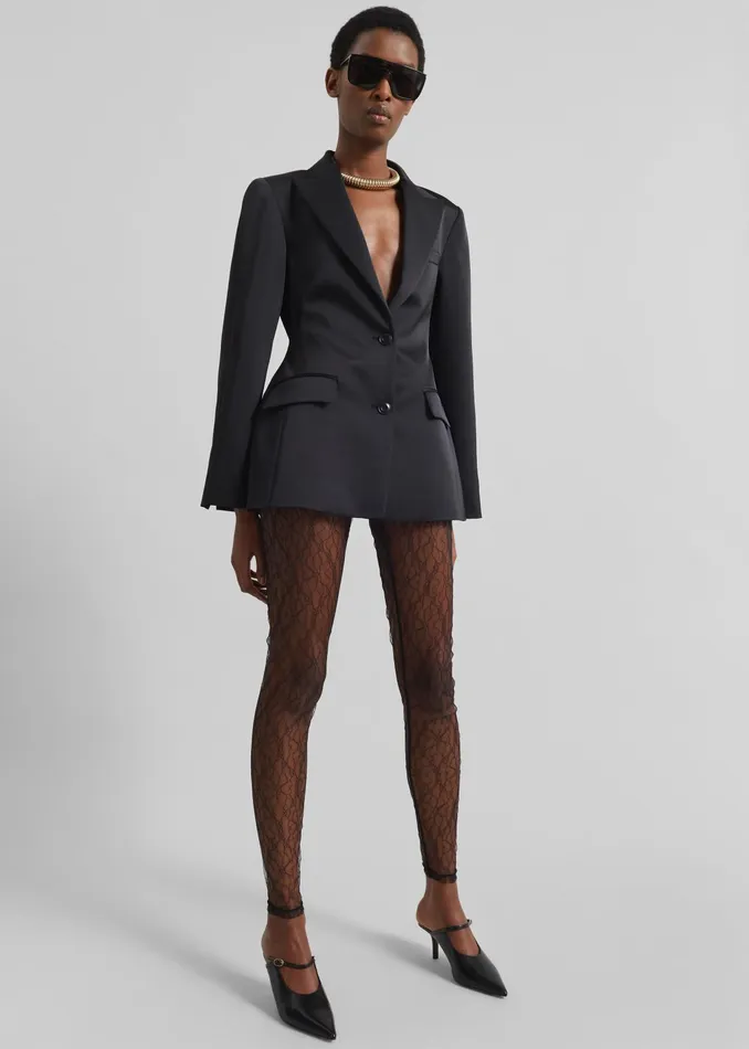The Frankie Shop Outerwear Colette Hourglass Satin Blazer 8211 Black 8211 Women