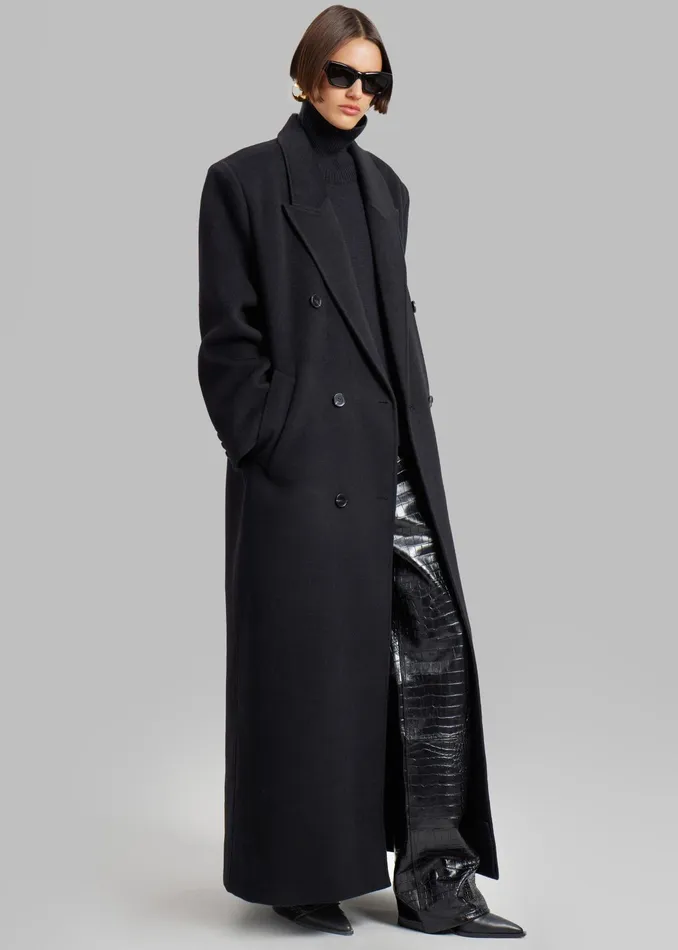 The Frankie Shop Outerwear Gaia Double Breasted Coat 8211 Black 8211 Women
