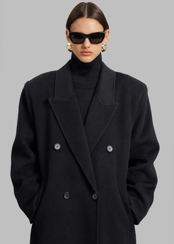 The Frankie Shop Outerwear Gaia Double Breasted Coat 8211 Black 8211 Women