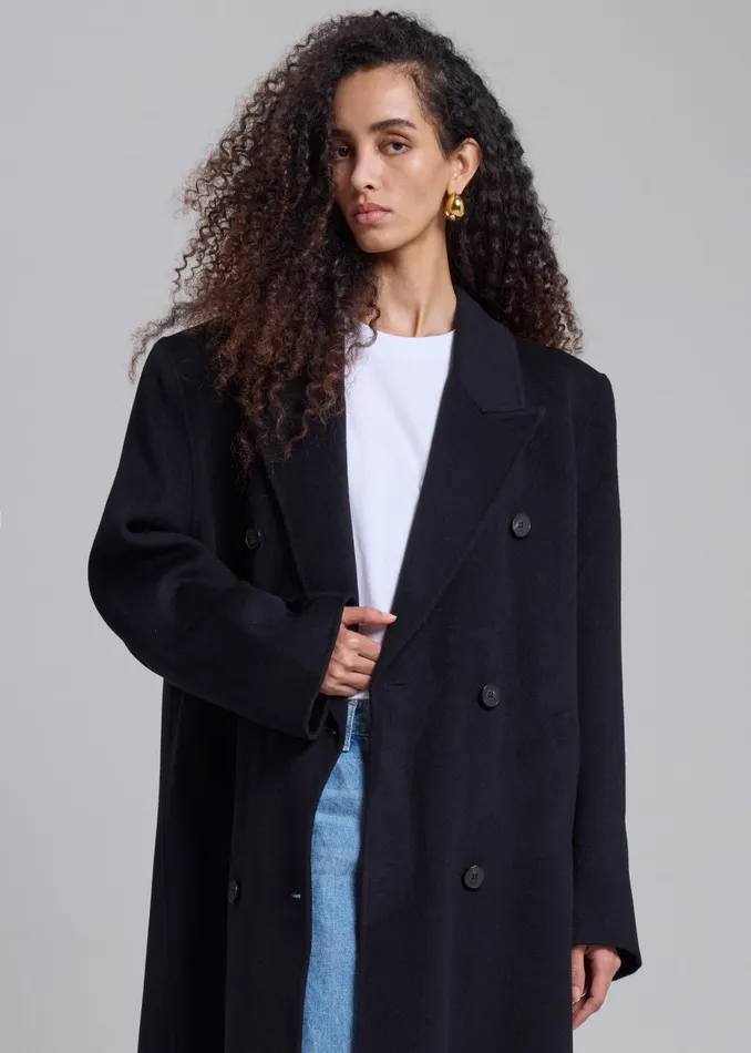 The Frankie Shop Outerwear Gaia Double Breasted Coat 8211 Black 8211 Women