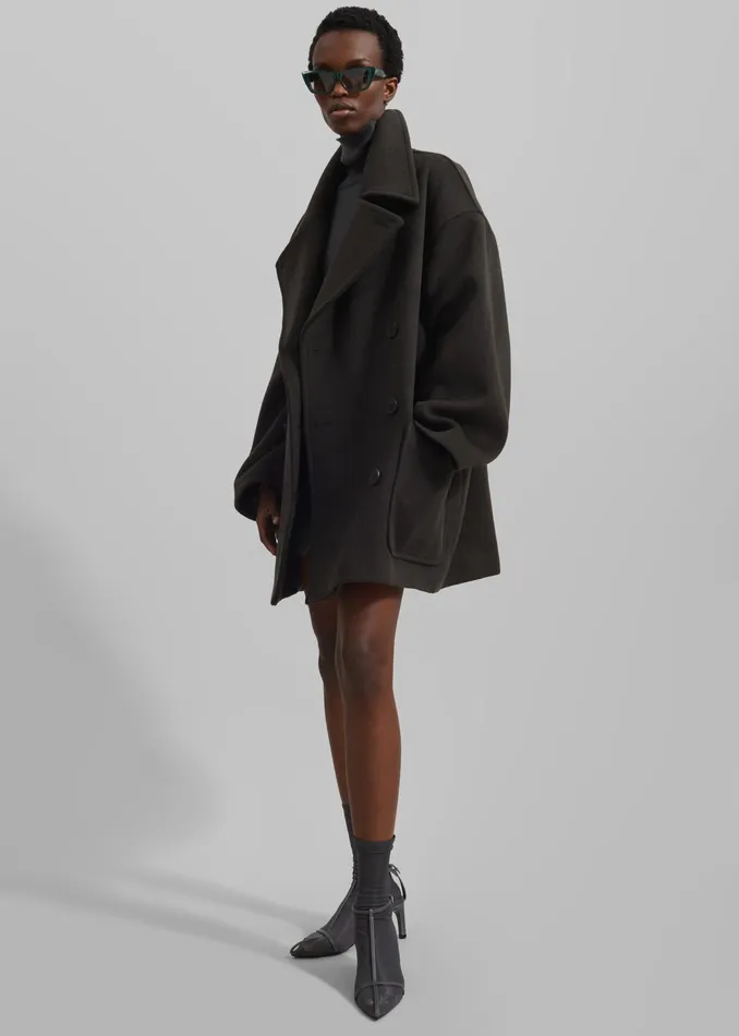 The Frankie Shop Outerwear Marian Oversized Peacoat 8211 Khaki 8211 Women