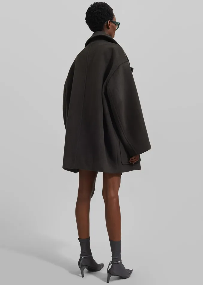 The Frankie Shop Outerwear Marian Oversized Peacoat 8211 Khaki 8211 Women