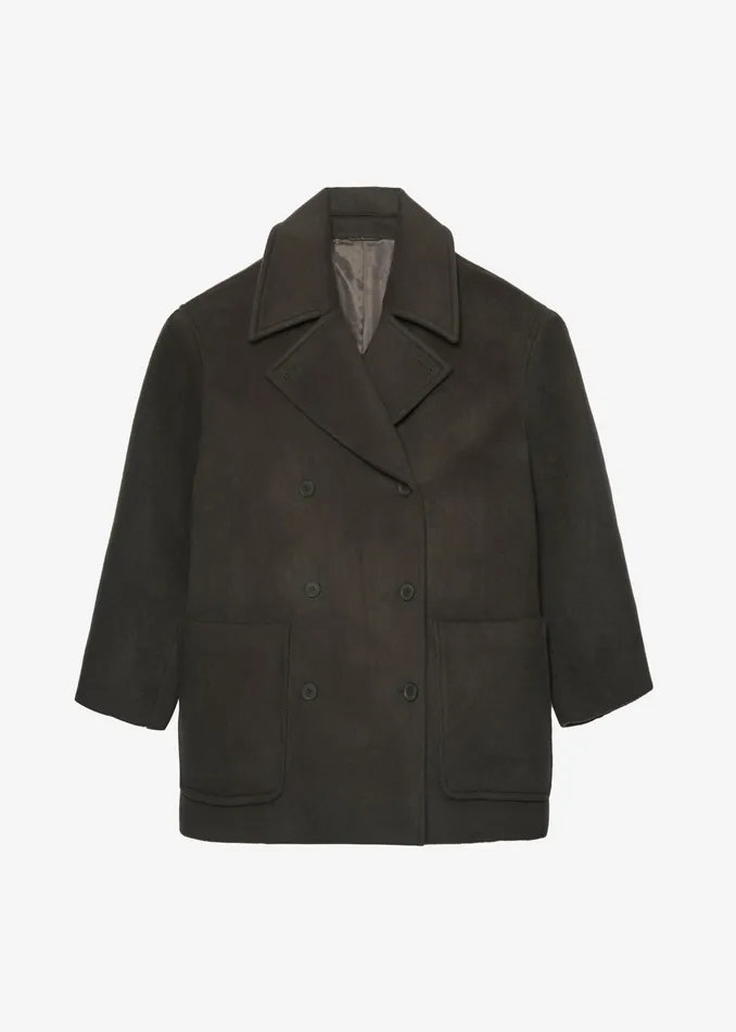 The Frankie Shop Outerwear Marian Oversized Peacoat 8211 Khaki 8211 Women