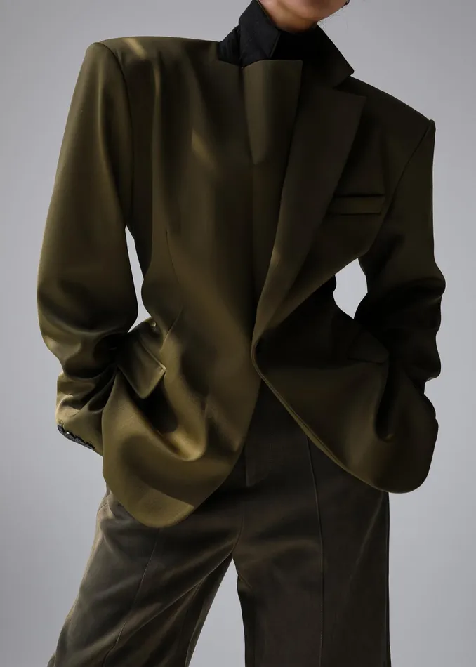 The Frankie Shop Outerwear Naima Belted Blazer 8211 Khaki 8211 Women
