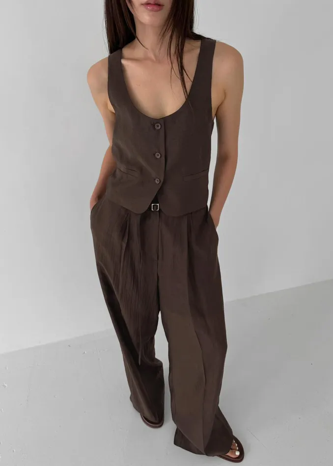 The Frankie Shop Outerwear Selene Vest 8211 Chocolate 8211 Women