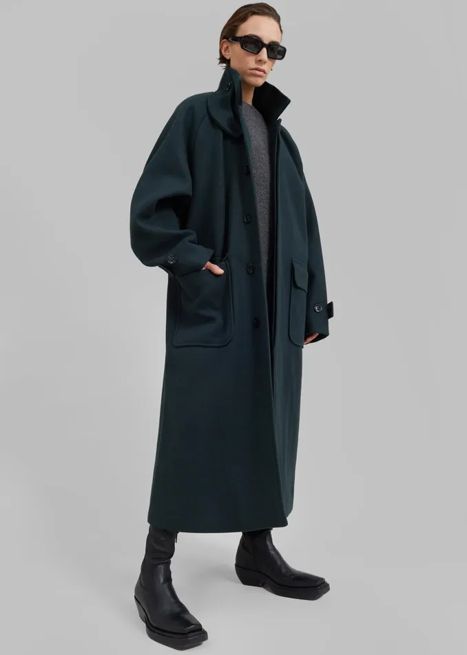 The Frankie Shop Outerwear Winifred Coat 8211 Deep Teal 8211 Women