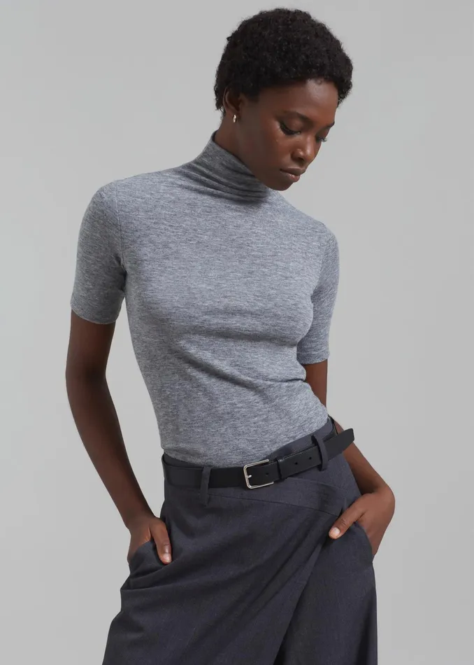 The Frankie Shop Tops Amelia Mockneck Top 8211 Grey 8211 Women