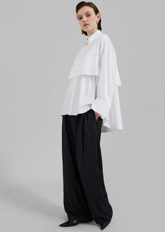 The Frankie Shop Tops Bria Layered Button Up Shirt 8211 White 8211 Women