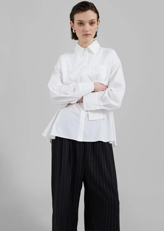 The Frankie Shop Tops Bria Layered Button Up Shirt 8211 White 8211 Women