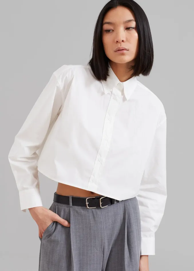 The Frankie Shop Tops Caracas Cropped Shirt 8211 White 8211 Women