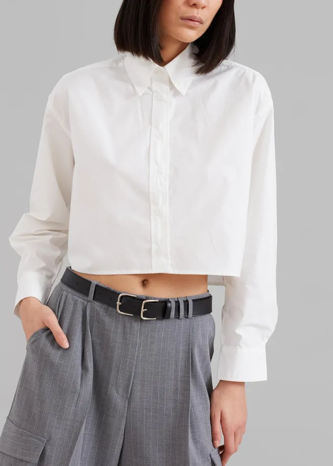 The Frankie Shop Tops Caracas Cropped Shirt 8211 White 8211 Women