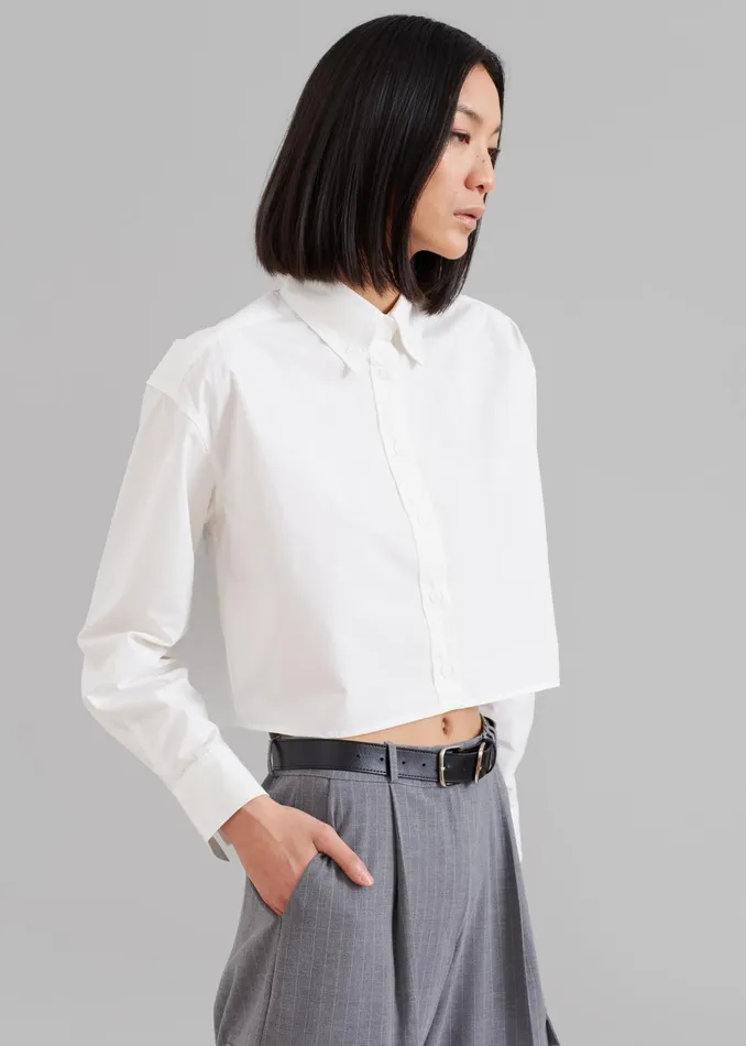 The Frankie Shop Tops Caracas Cropped Shirt 8211 White 8211 Women
