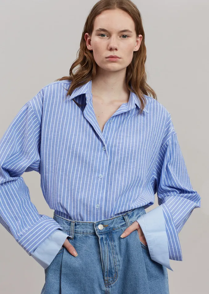 The Frankie Shop Tops Christa Striped Shirt 8211 Blue 8211 Women
