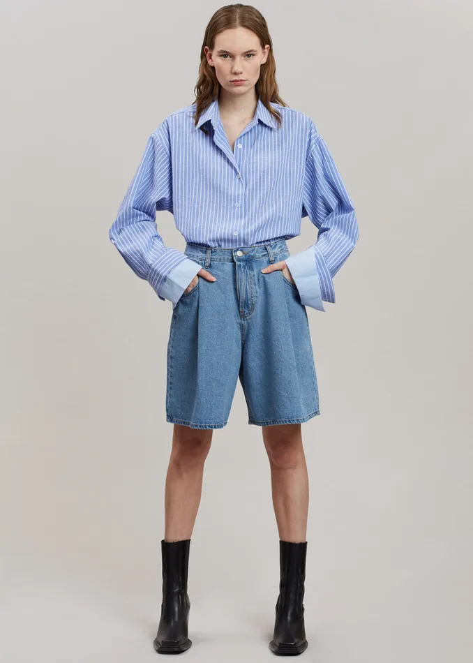 The Frankie Shop Tops Christa Striped Shirt 8211 Blue 8211 Women