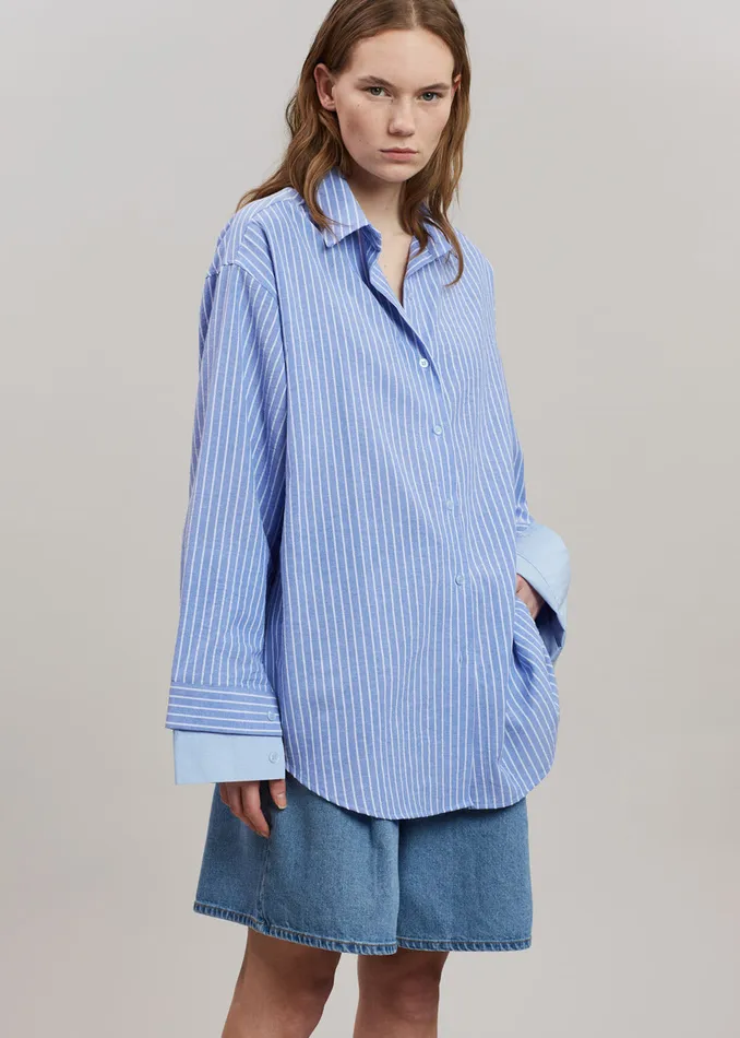 The Frankie Shop Tops Christa Striped Shirt 8211 Blue 8211 Women
