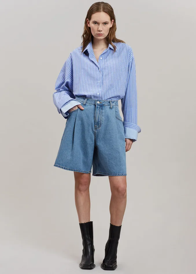 The Frankie Shop Tops Christa Striped Shirt 8211 Blue 8211 Women