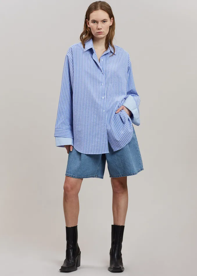 The Frankie Shop Tops Christa Striped Shirt 8211 Blue 8211 Women