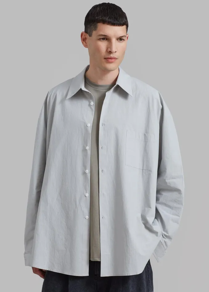 The Frankie Shop Tops Darren Oversized Shirt 8211 Grey 8211 Men