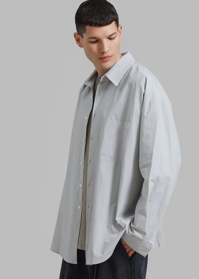 The Frankie Shop Tops Darren Oversized Shirt 8211 Grey 8211 Men