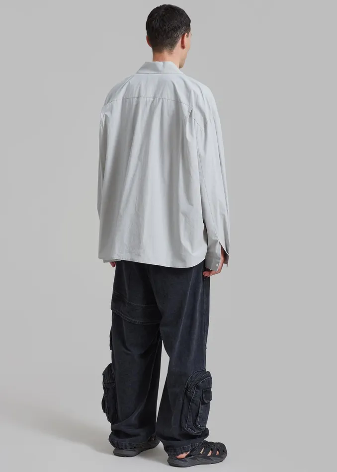 The Frankie Shop Tops Darren Oversized Shirt 8211 Grey 8211 Men