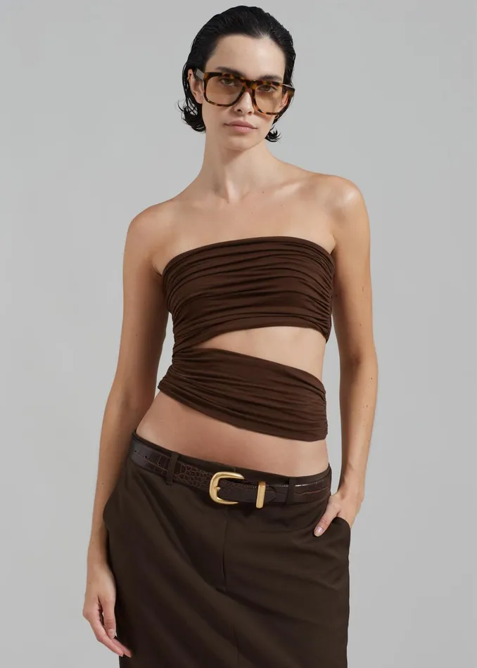 The Frankie Shop Tops Elena Tube Top 8211 Brown 8211 Women
