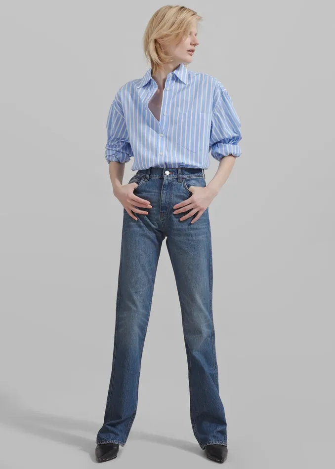 The Frankie Shop Tops Georgia Boxy Shirt 8211 Sky BlueWhite Stripe 8211 Women