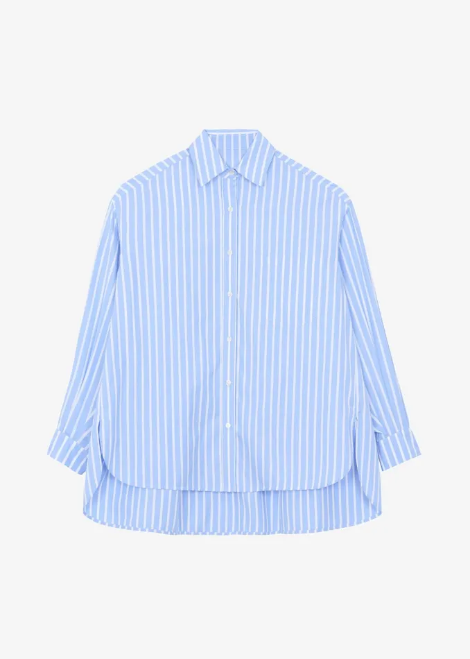 The Frankie Shop Tops Georgia Boxy Shirt 8211 Sky BlueWhite Stripe 8211 Women