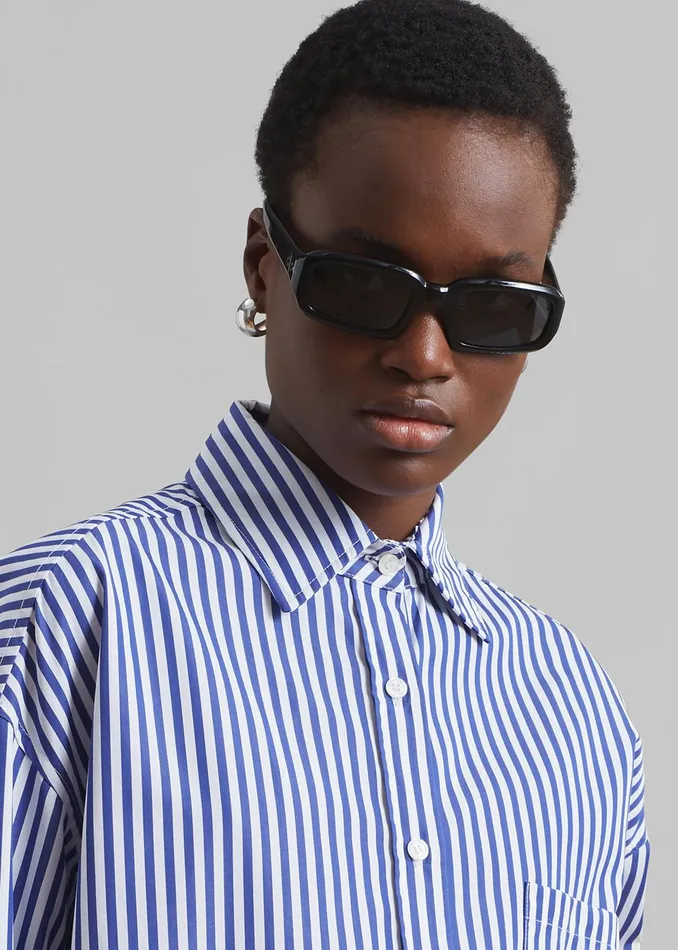 The Frankie Shop Tops Georgia Boxy Shirt 8211 WhiteBlue Stripe 8211 Women