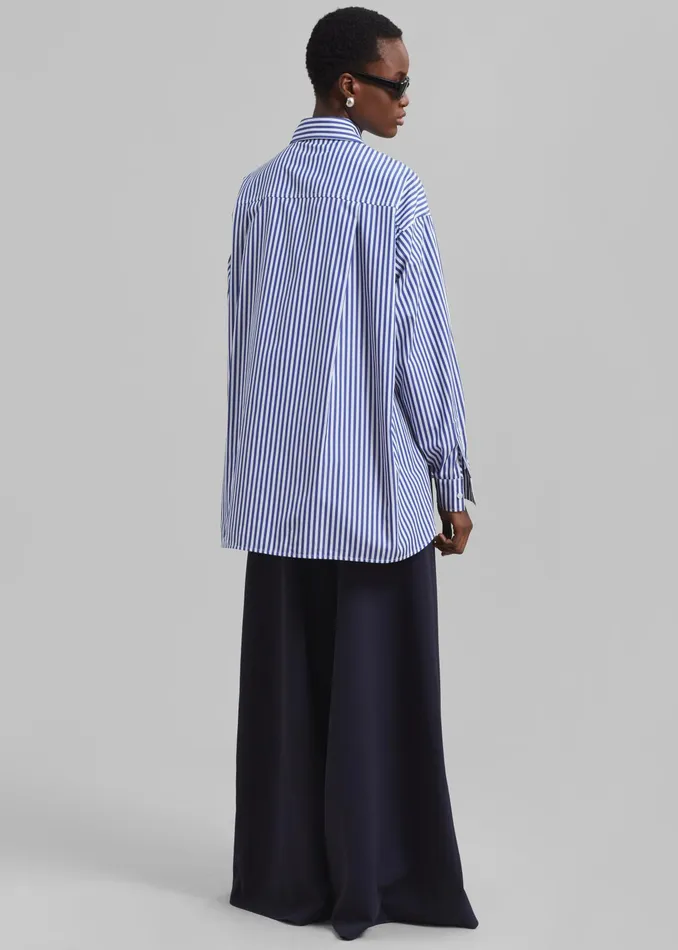 The Frankie Shop Tops Georgia Boxy Shirt 8211 WhiteBlue Stripe 8211 Women