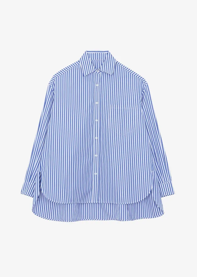 The Frankie Shop Tops Georgia Boxy Shirt 8211 WhiteBlue Stripe 8211 Women