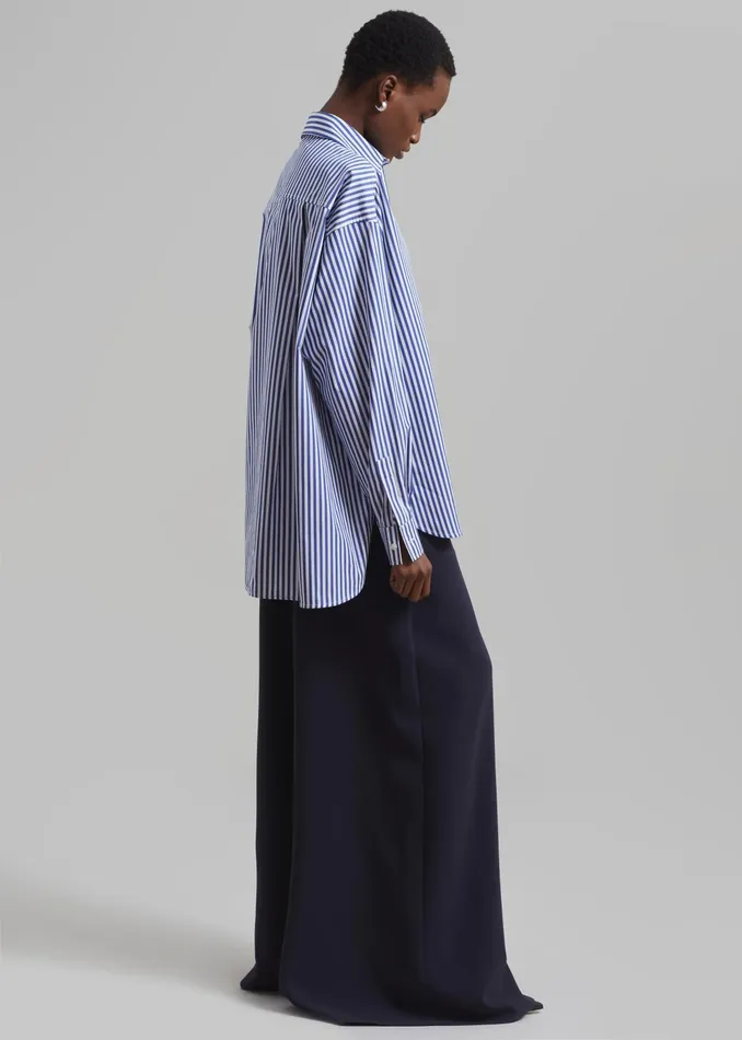The Frankie Shop Tops Georgia Boxy Shirt 8211 WhiteBlue Stripe 8211 Women