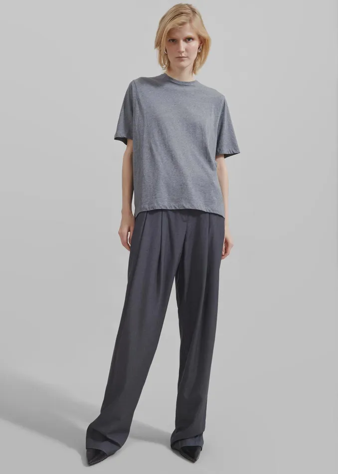 The Frankie Shop Tops Harper Soft Organic TShirt 8211 Dark Grey Melange 8211 Women