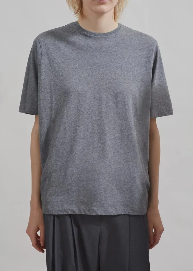 The Frankie Shop Tops Harper Soft Organic TShirt 8211 Dark Grey Melange 8211 Women