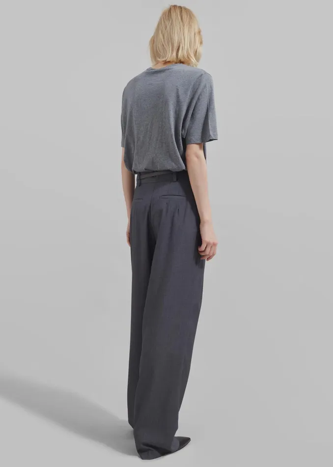 The Frankie Shop Tops Harper Soft Organic TShirt 8211 Dark Grey Melange 8211 Women