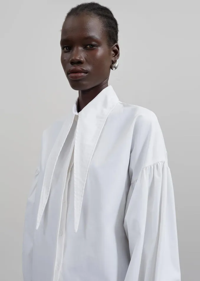 The Frankie Shop Tops Klara Long Collar Shirt 8211 White 8211 Women