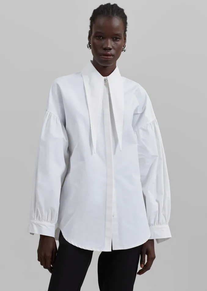 The Frankie Shop Tops Klara Long Collar Shirt 8211 White 8211 Women